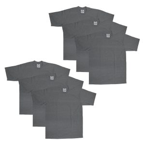 6-Pack Pro Club Men's Heavyweight Cotton Short Sleeve Crew Neck T-Shirt - 6 Pack - Charcoal / L-Tall